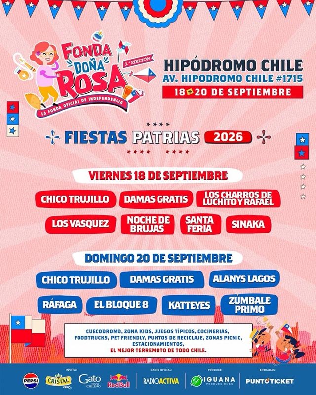 Fonda Doña Rosa 2026 en Hipódromo Chile (Independencia)