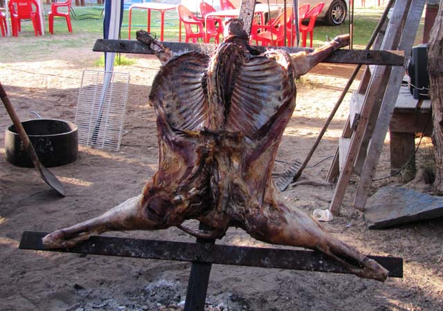 asado al palo, comida tradicional del sur de chile