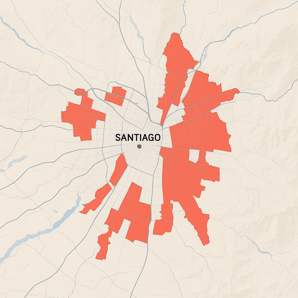Mapa de zonas rojas en Santiago